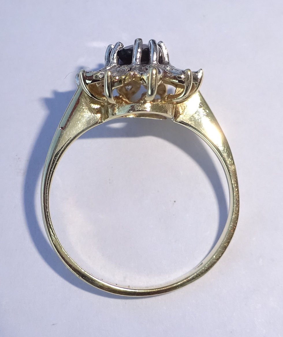 Thumbnail: 14ct Gold Sapphire & Diamond Halo Star Flower Ring, Size J