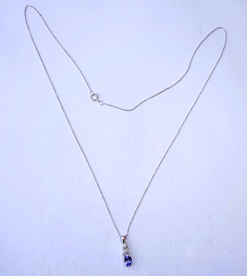 Thumbnail: 9ct White Gold Iolite & Diamond Twist Necklace, 18"