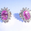 Thumbnail: 18ct Gold Pink Sapphire & Diamond Halo Cluster Earrings