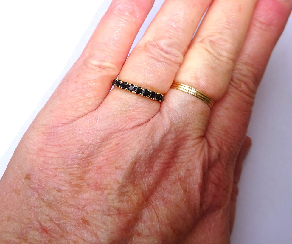 Thumbnail: 9ct Gold Black Onyx Half Eternity Ring, Size N1/2