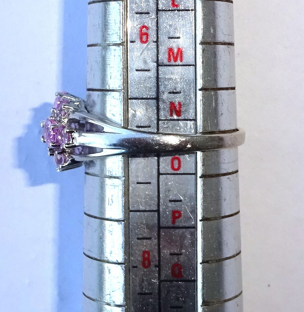 Thumbnail: 9ct White Gold Pink Sapphire & Diamond Flower Ring, Size N1/2