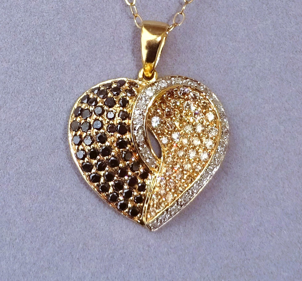 Thumbnail: Large 9ct Gold 1.63ct Multi Coloured Diamond Heart Pendant Necklace, 16"