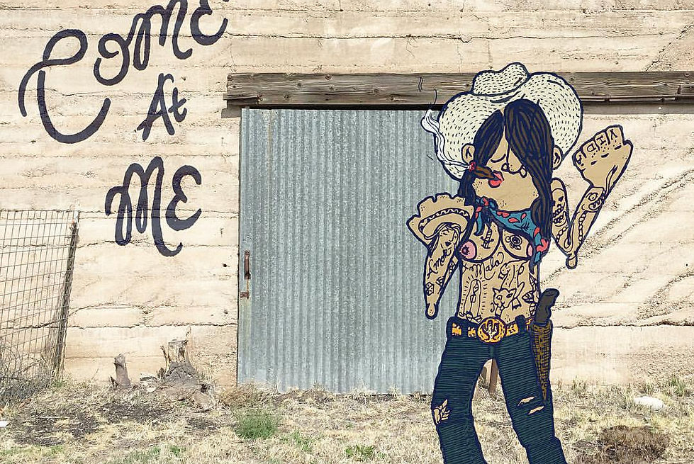Come at me, photo, pen & ink, colored digitally. Claudia Aparicio-Gamundi