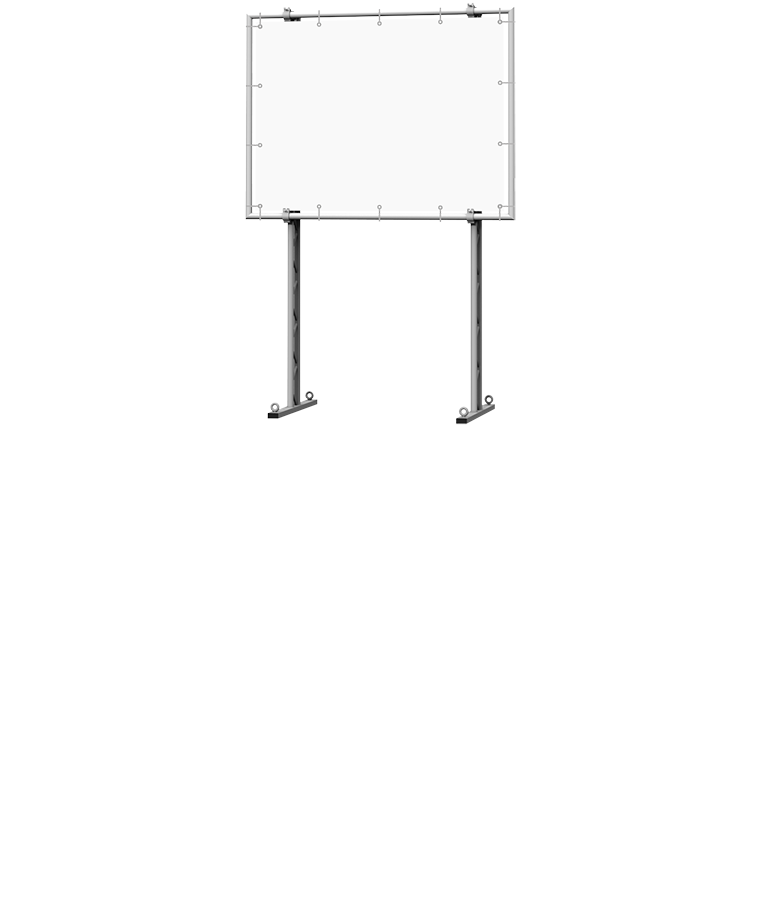Kleinformatiges Bauschildsystem mit Erdnägel