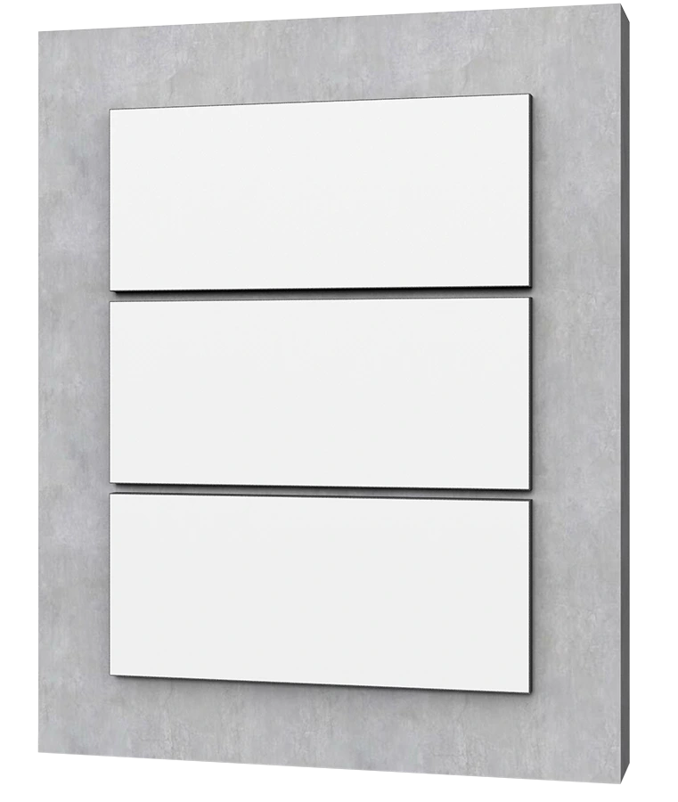 Drei Kederlippenrahmen Flex Frame an einer Indoorwand