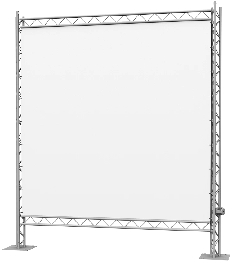 Das Banner-Liftsystem Big Print Lift freistehend