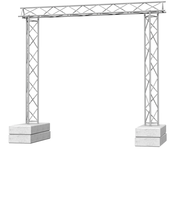 Konstruktion aus drei Triotraversen als Kabelbrücke