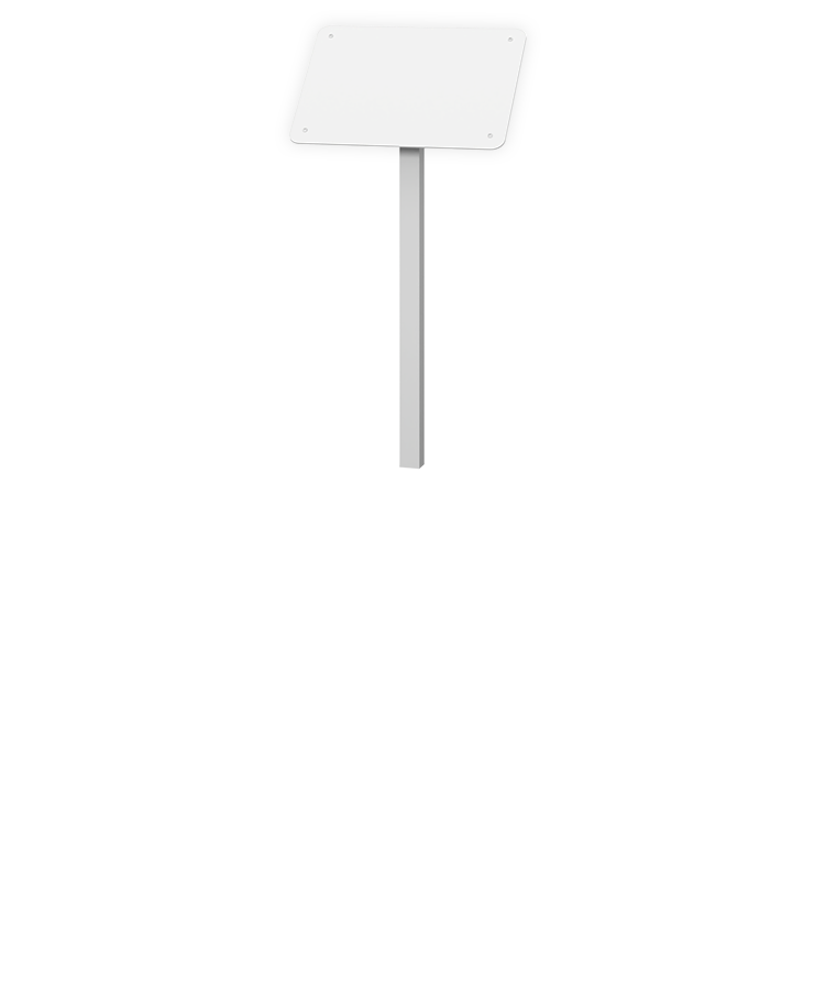 Kleines Hinweisschild, das im Boden fixiert ist