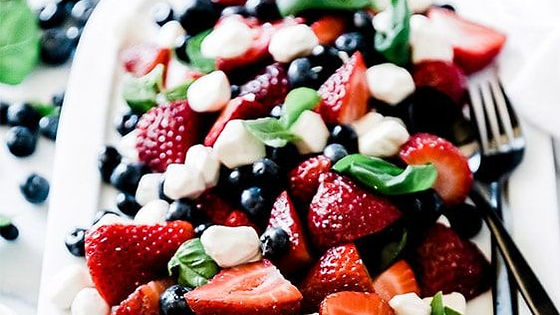 Strawberry Caprese Salad with Honey Balsamic Vinaigrette