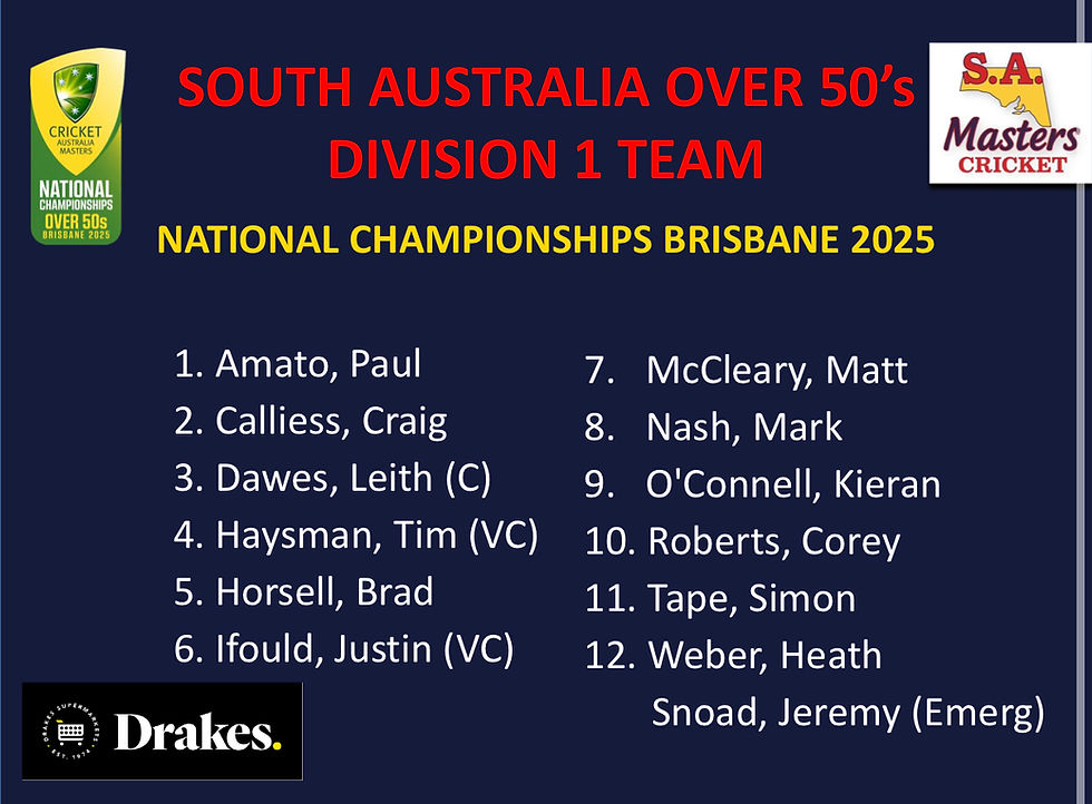 Over 50s Teams Announced