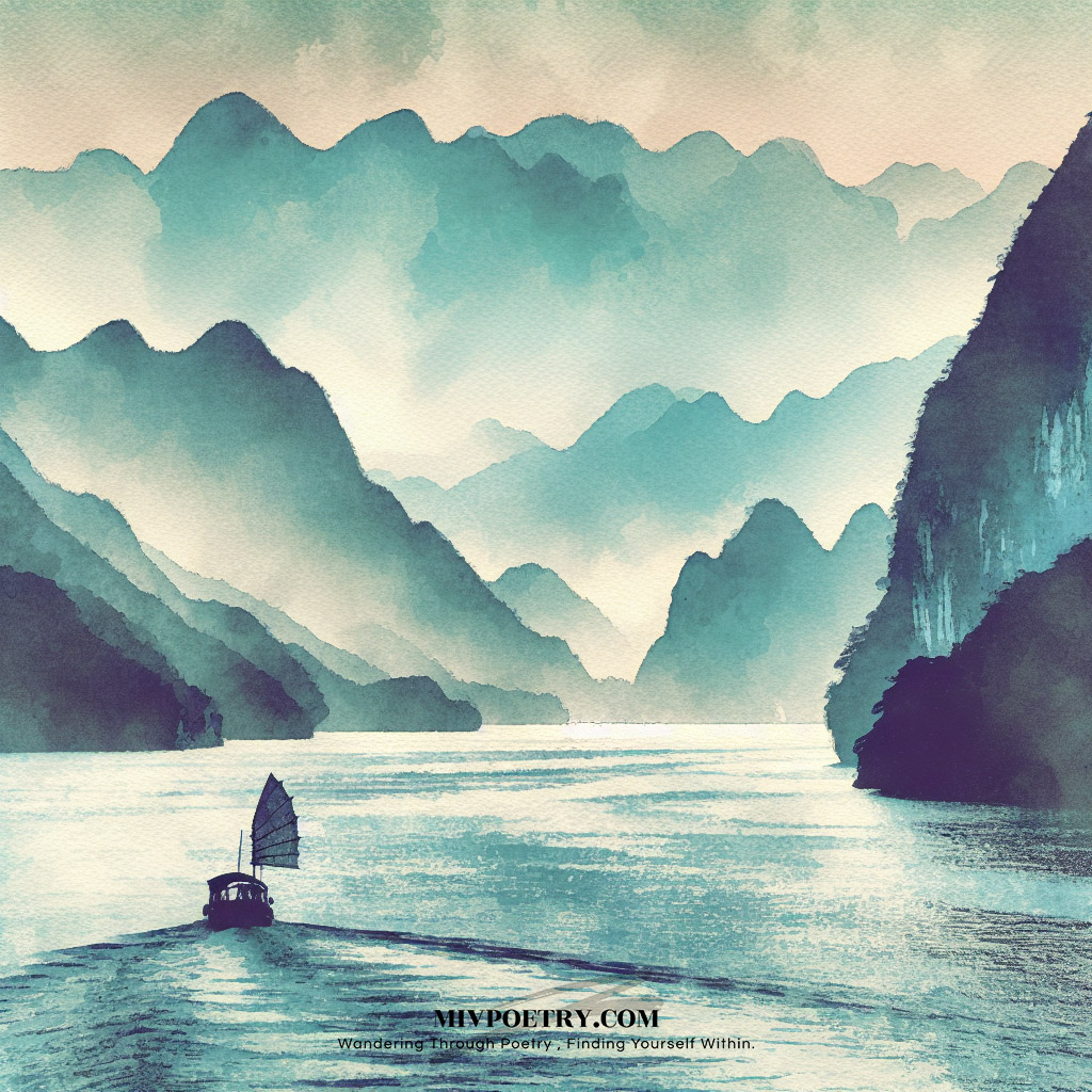 天门中断楚江开
碧水东流至此回
两岸青山相对出
孤帆一片日边来