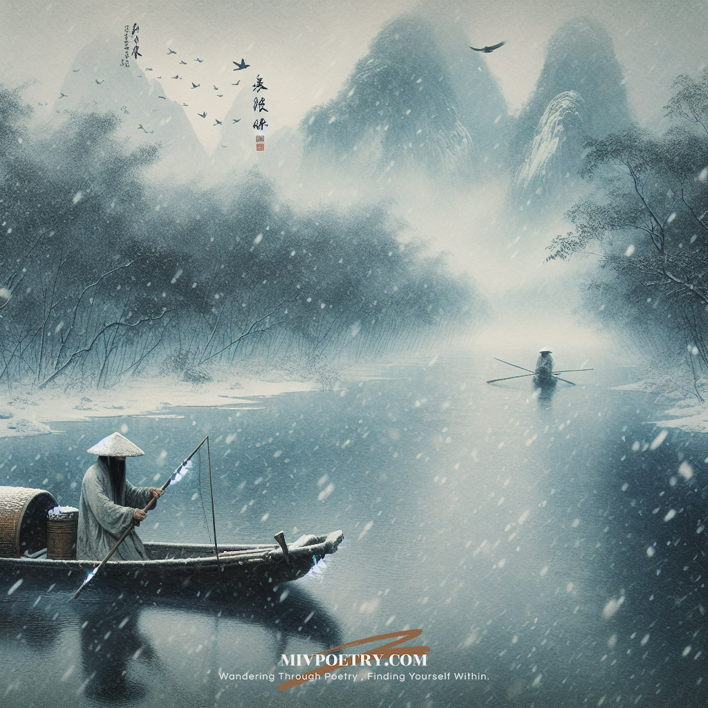 千山鸟飞绝
万径人踪灭
孤舟蓑笠翁
独钓寒江雪