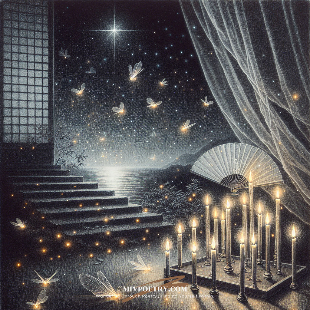 银烛秋光冷画屏
轻罗小扇扑流萤
天阶夜色凉如水
卧看牵牛织女星