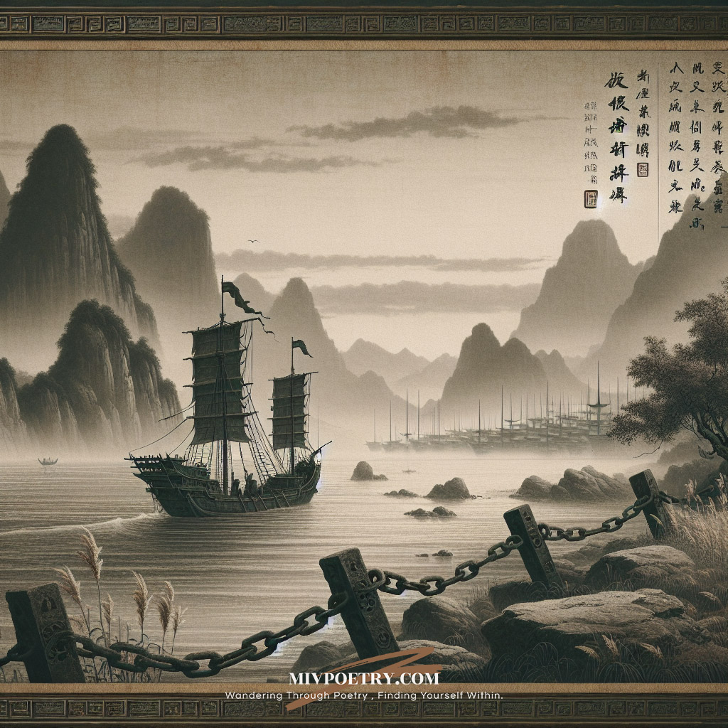 千寻铁锁沉江底
一片降幡出石头