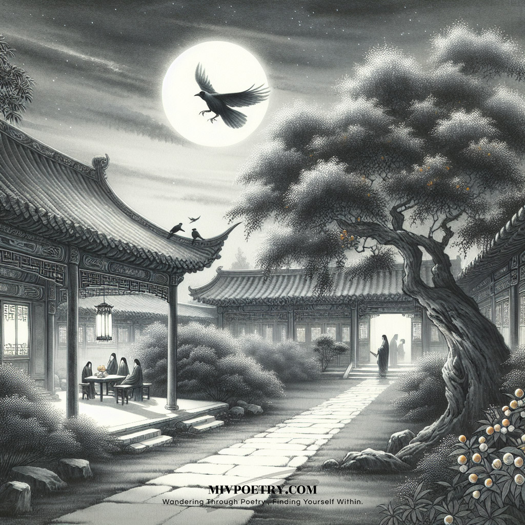 中庭地白树栖鸦
冷露无声湿桂花
今夜月明人尽望
不知秋思落谁家