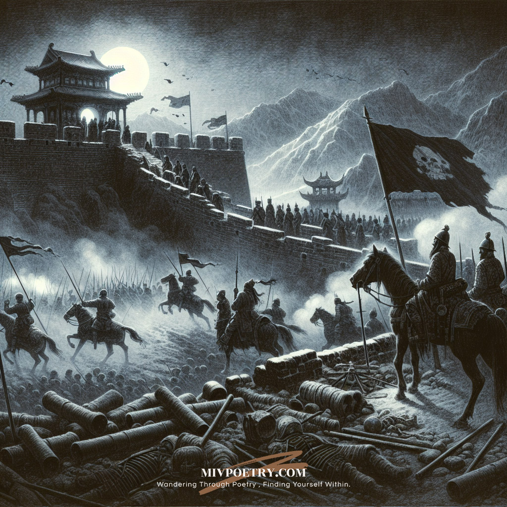 四边伐鼓雪海涌
三军大呼阴山动