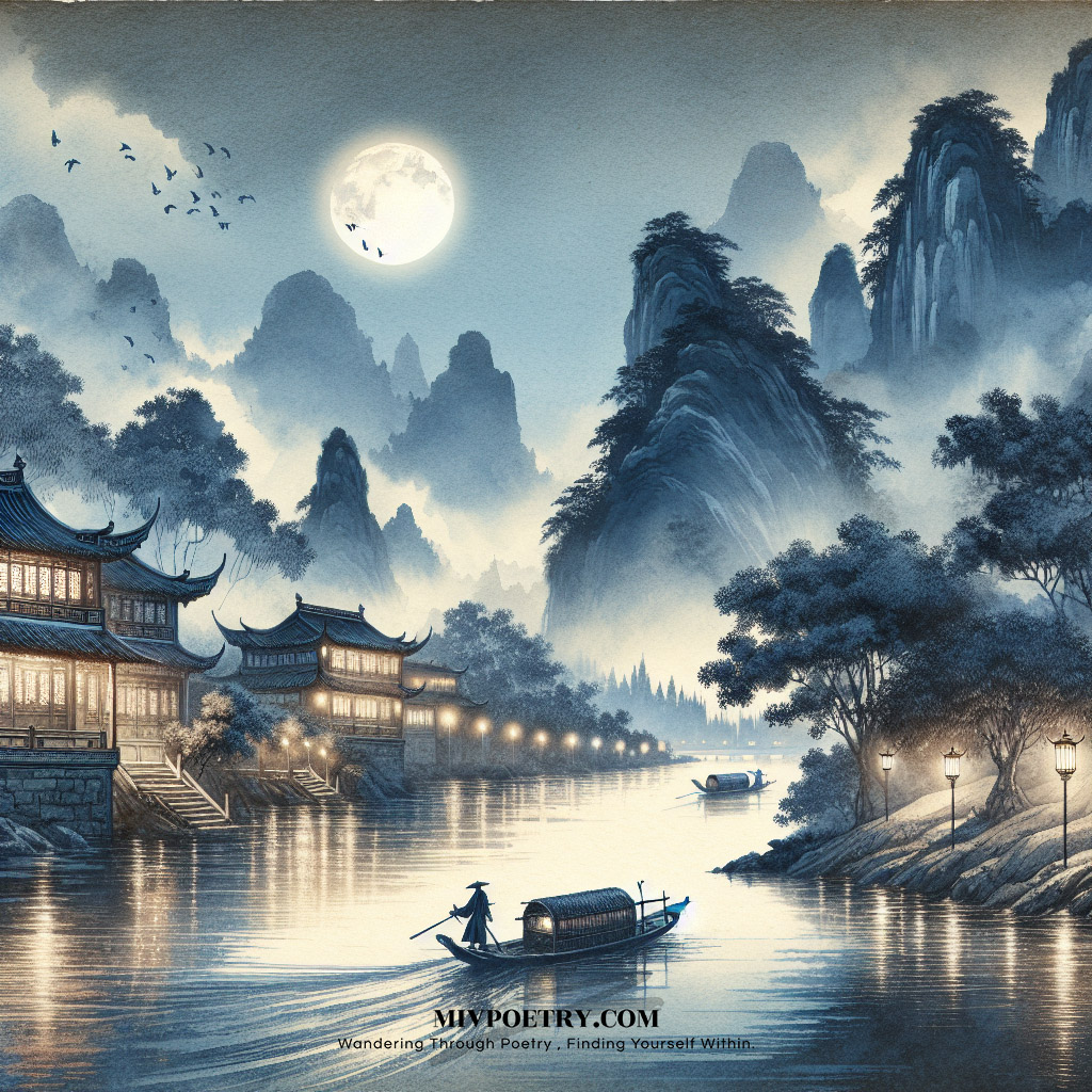 风鸣两岸叶
月照一孤舟