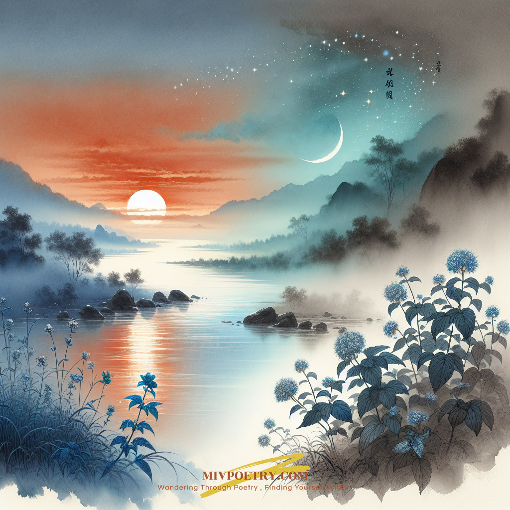 一道残阳铺水中
半江瑟瑟半江红
可怜九月初三夜
露似真珠月似弓