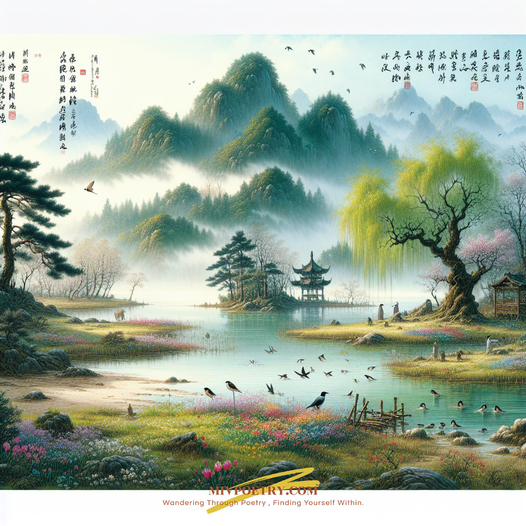 几处早莺争暖树
谁家新燕啄春泥