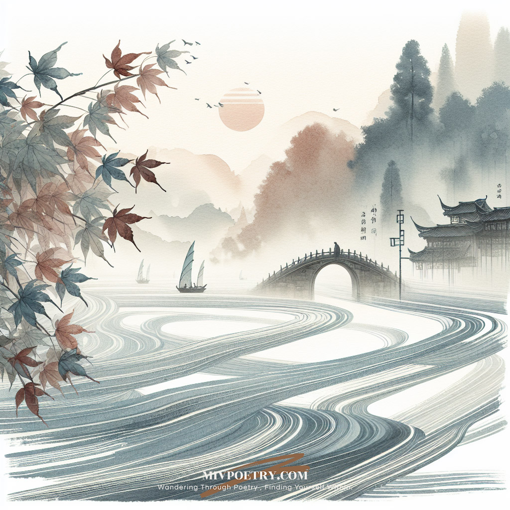 枫叶千枝复万枝
江桥掩映暮帆迟
忆君心似西江水
日夜东流无歇时