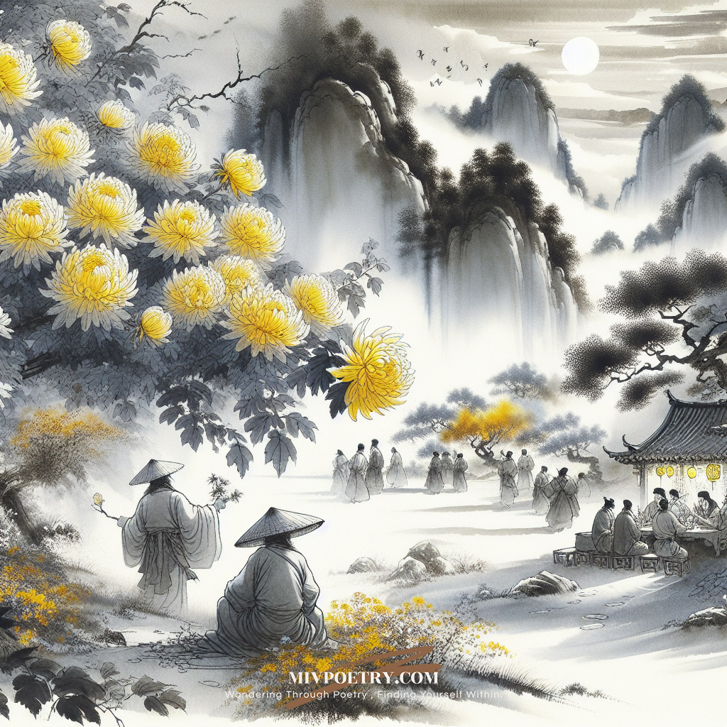 九日龙山饮
黄花笑逐臣
醉看风落帽
舞爱月留人