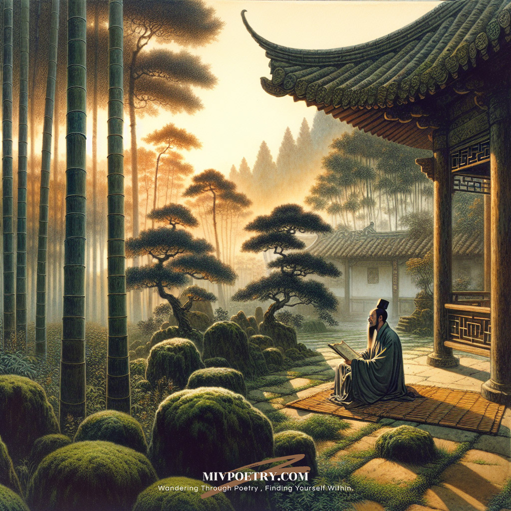 道人庭宇静
苔色连深竹