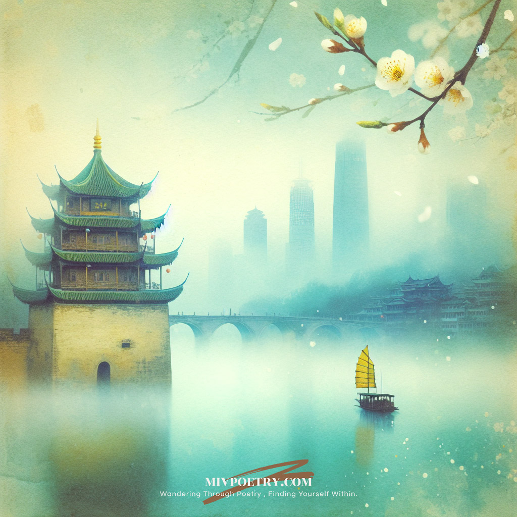 故人西辞黄鹤楼
烟花三月下扬州
孤帆远影碧空尽
唯见长江天际流
 