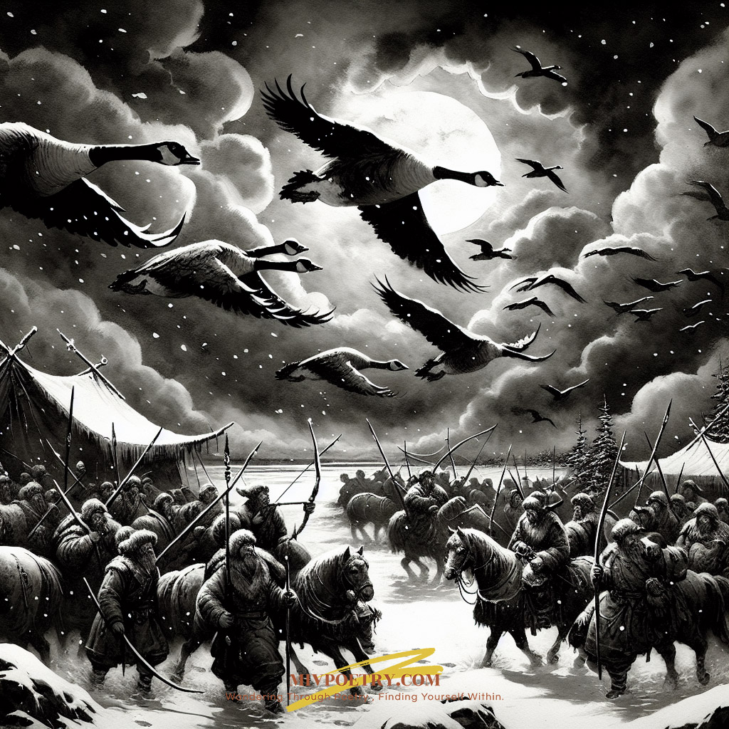 月黑雁飞高
单于夜遁逃
欲将轻骑逐
大雪满弓刀