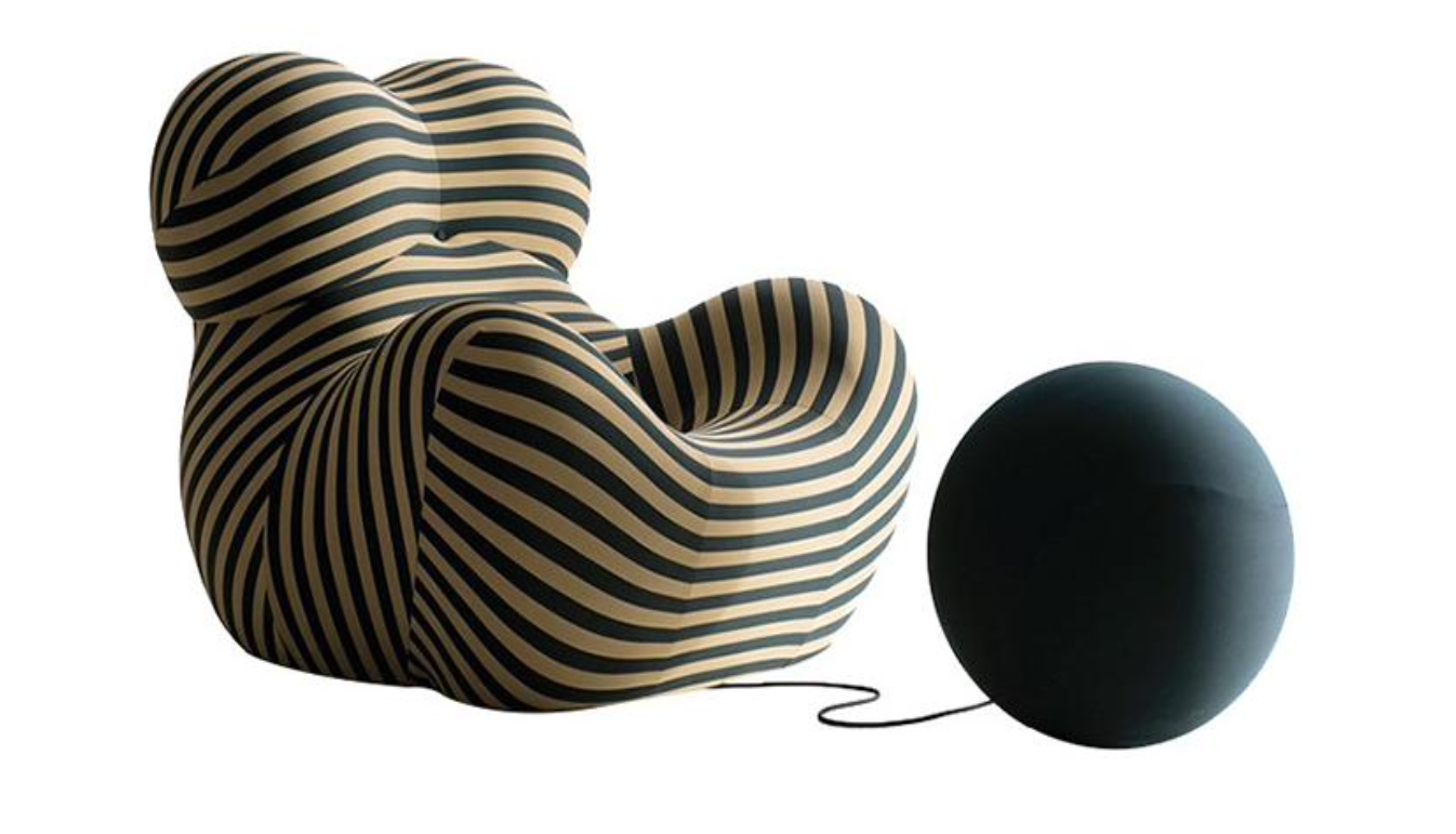 Bubble Armchair and Bubble Footstool - Yellow/Black Stripes