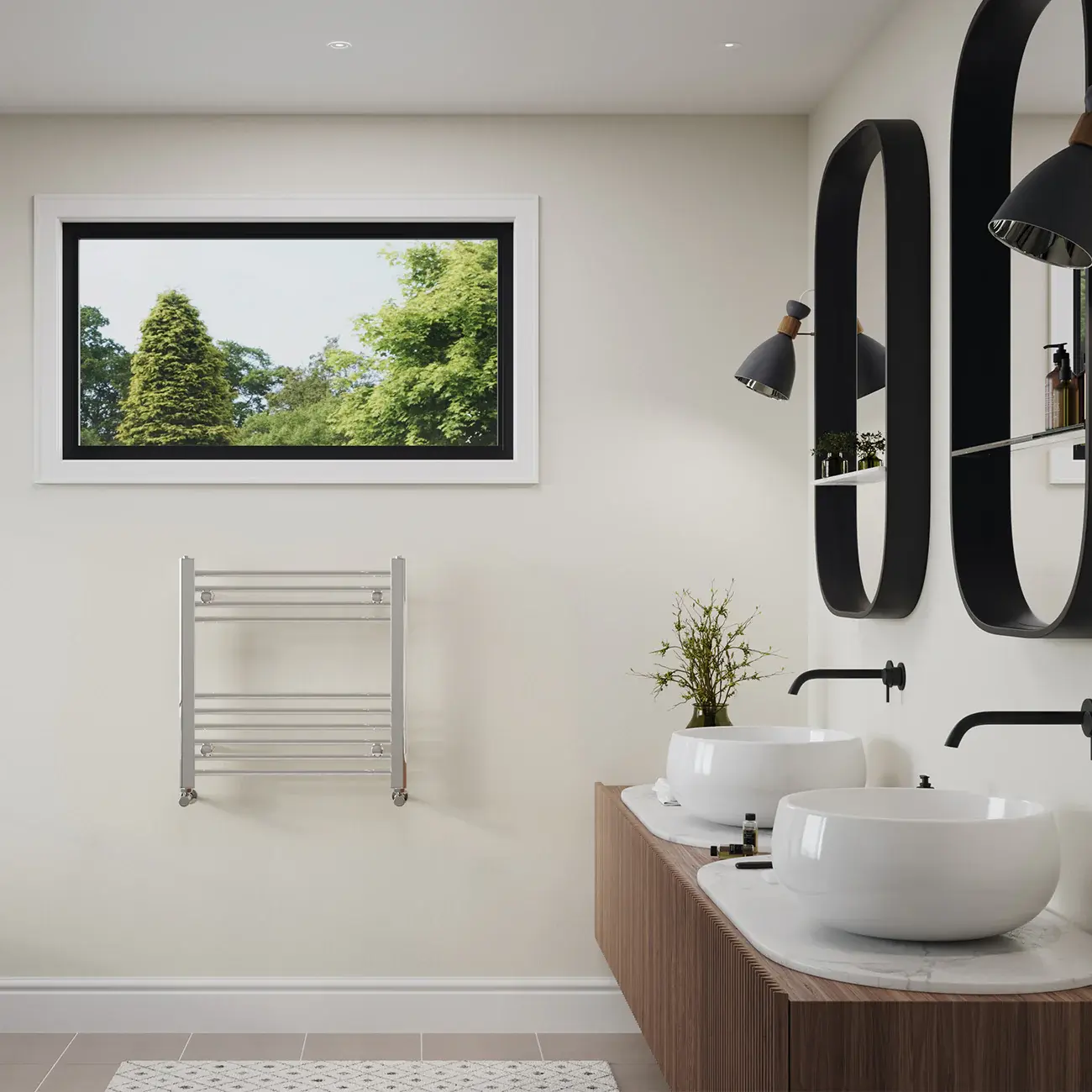 Straight Tube Radiator - 500mm x 400mm Chrome