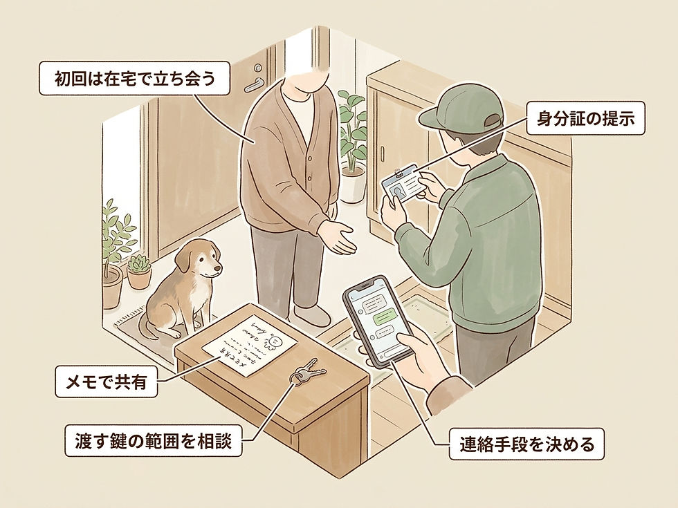 初回訪問の前にできる、不安を減らすための準備をまとめた図です。