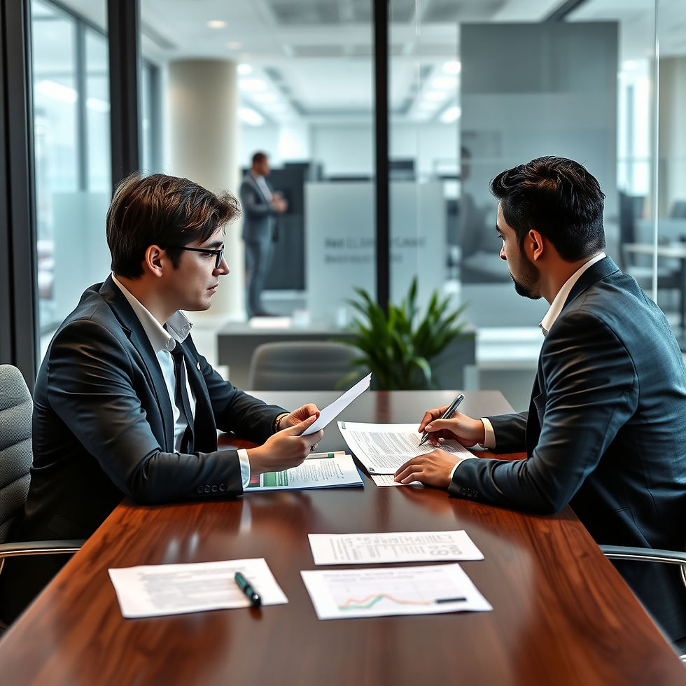 Business attorney reviewing employee or independent contractor status with company leadership