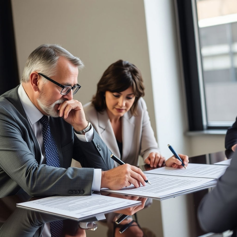 Business owner meeting with a Pennsylvania business sale attorney to review seller representation documents for a business sale (Todd Nurick, Nurick Law Group)