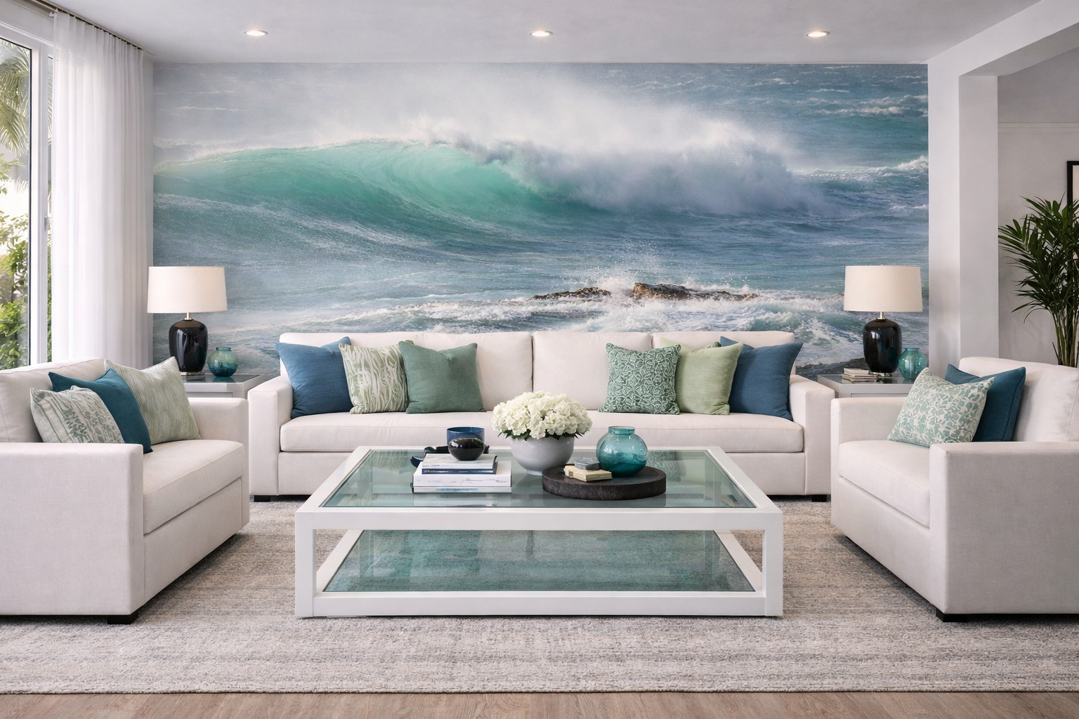 GREG8735WP Rolling emerald waves over rocky shore -Wallpap