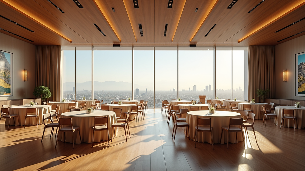 Vista panorámica de un salón de eventos moderno en un hotel de Asunción