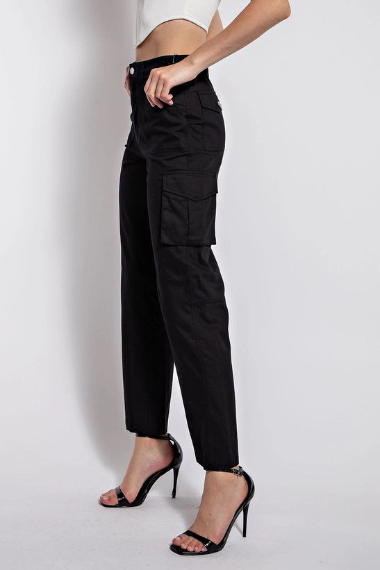 Thumbnail: Willow Cotton Black Cargo Pants
