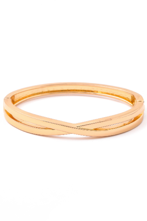 Moby Metallic Twist Cross Bangle Bracelet