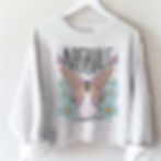 Light gray Nashville Tennessee graphic sweatshirt with pastel butterfly and blue floral design, women’s relaxed fit pullover.