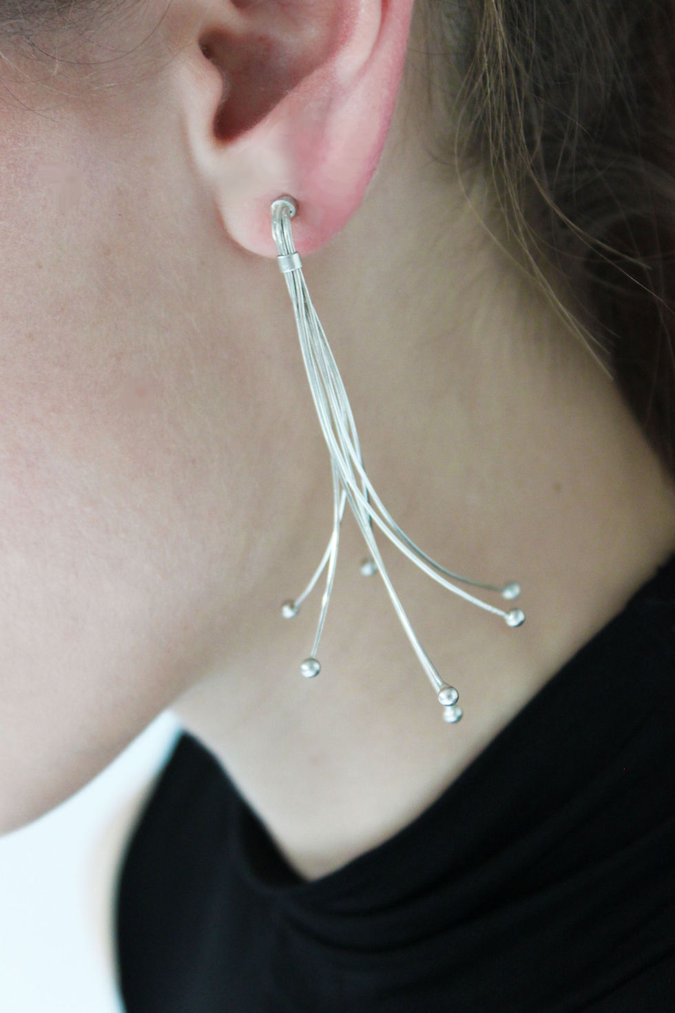 Thumbnail: "STA" ADJUSTABLE EARRINGS (925 SILVER/9K GOLD)