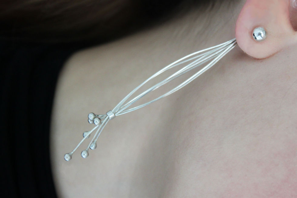 Thumbnail: "STA" ADJUSTABLE EARRINGS (925 SILVER/9K GOLD)