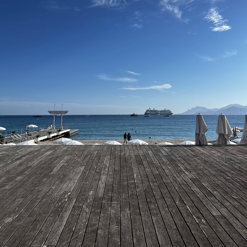view of the sea with a cruise ship in the distance