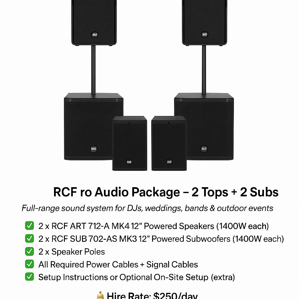 RCF Pro Audio Package – 2 Tops + 2 Subs