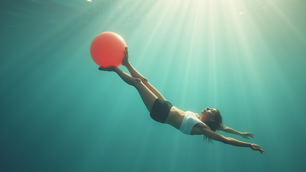 Vue en plongée d'une personne effectuant des exercices d'équilibre sur un ballon