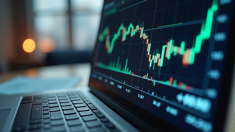 Close-up view of a laptop screen displaying AI trading software interface