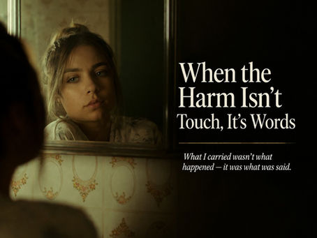 Teenage girl looking at herself in mirror, reflecting on self-image and impact of words