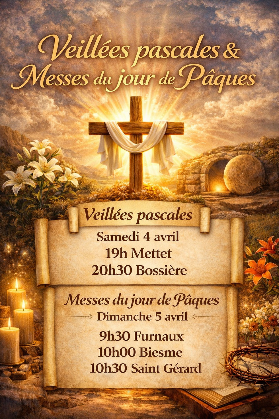 Veillée Pascale et baptême de 3 catéchumènes - Mettet