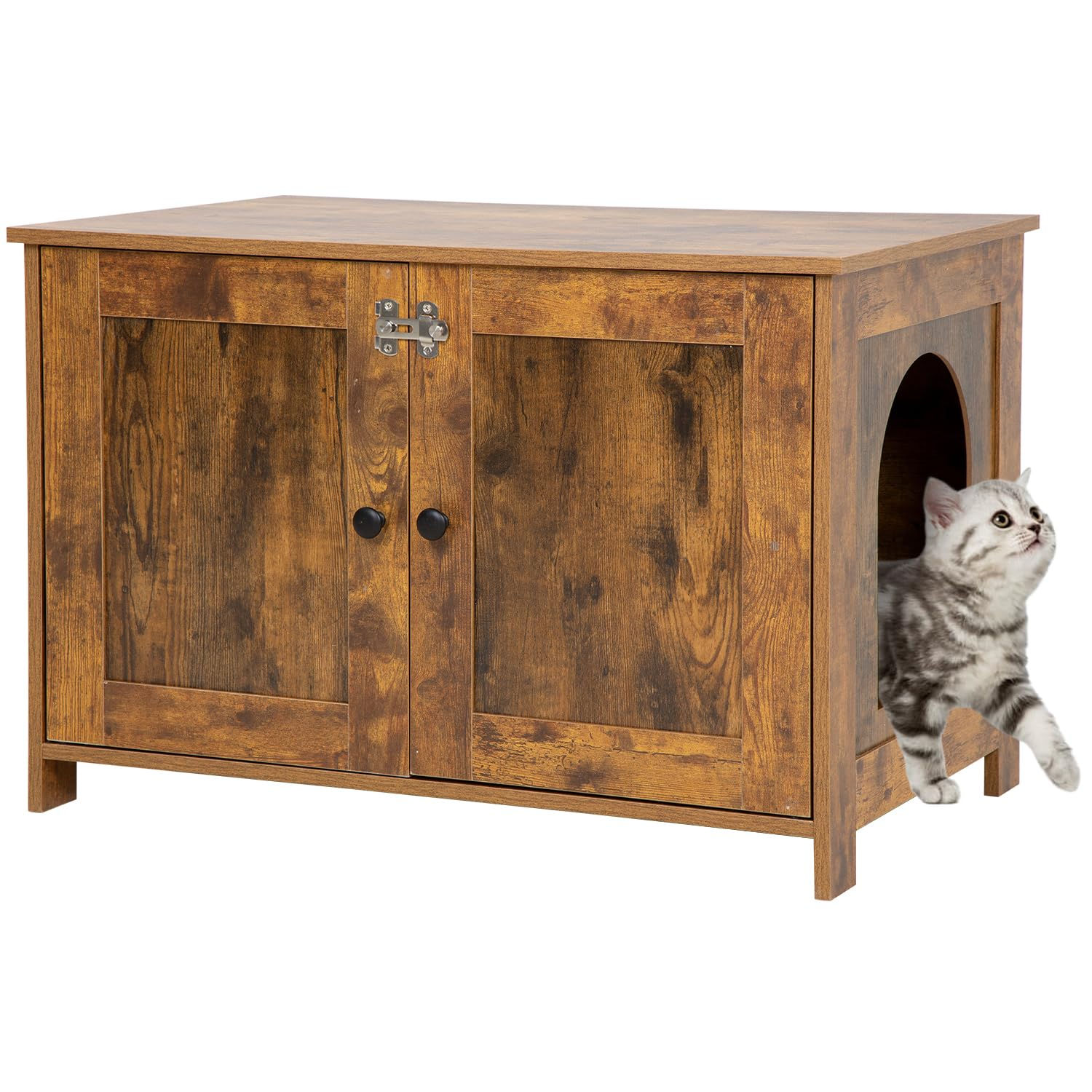 Hidden Litter Box Wooden Enclosure