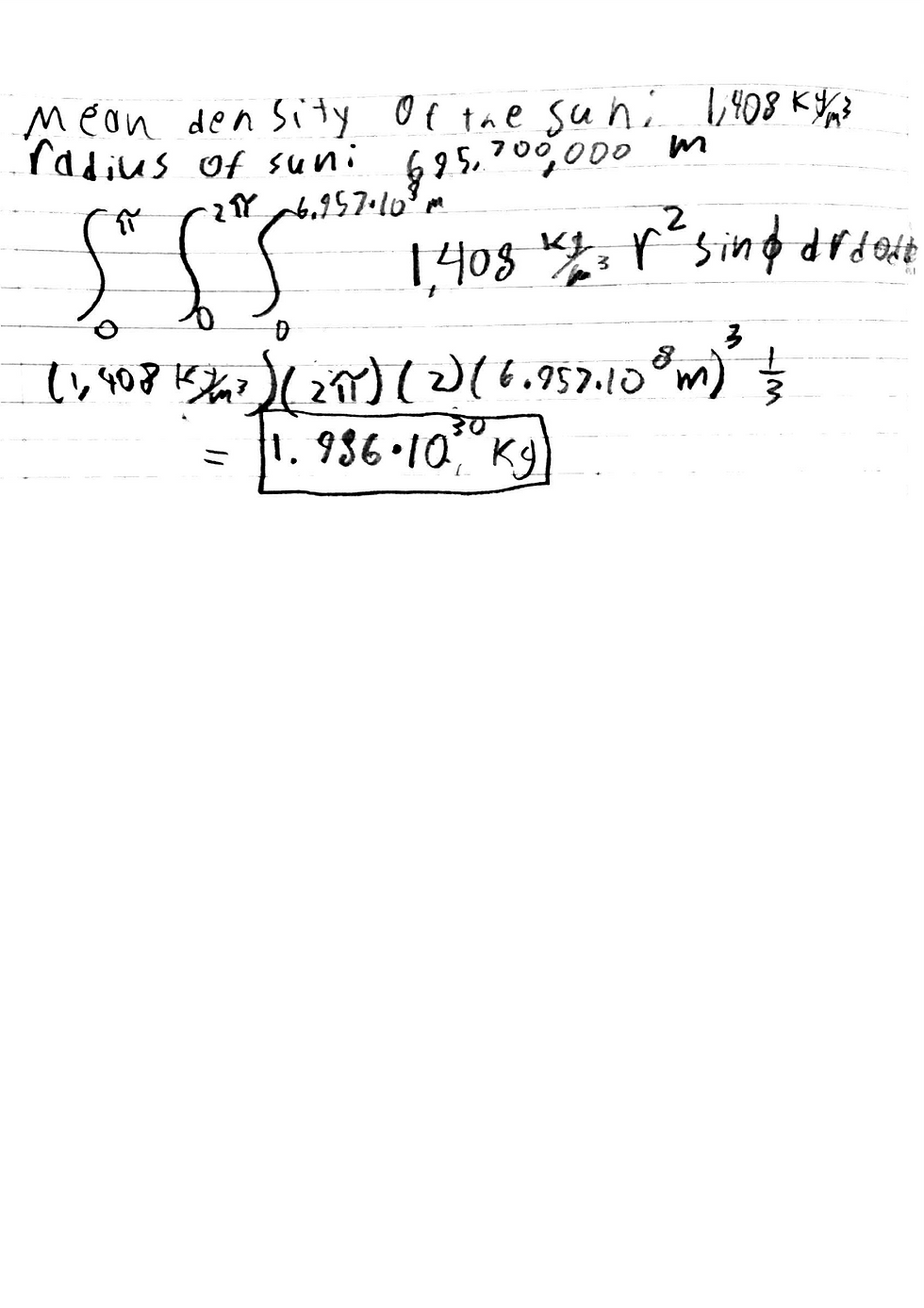 Sun Mass Math