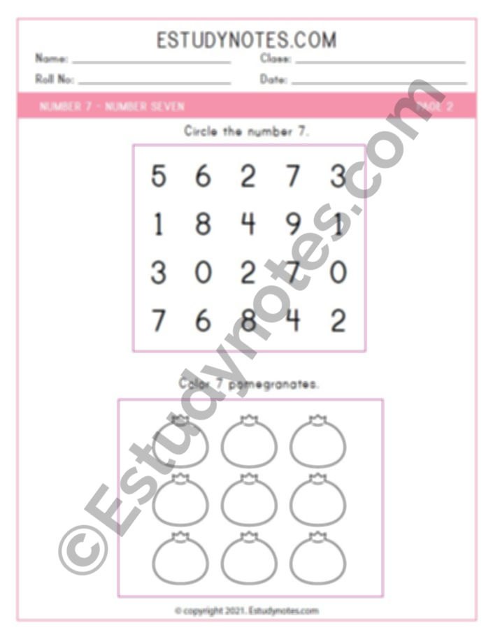 Thumbnail: Junior KG Maths Worksheets For Number 7