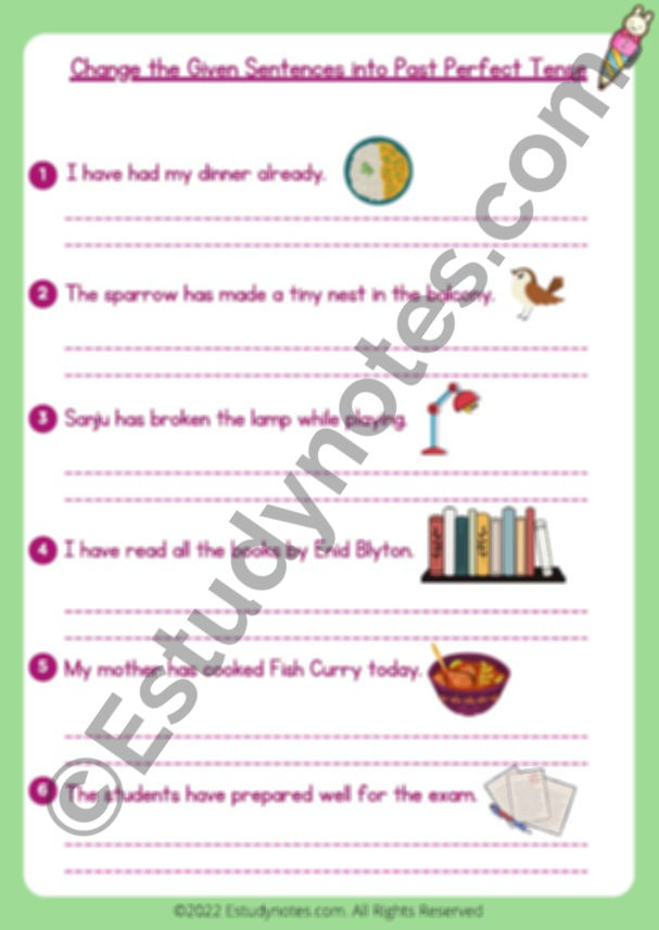 Thumbnail: tense worksheet for class 4